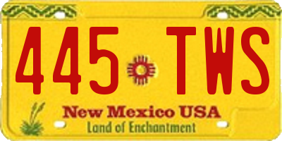 NM license plate 445TWS