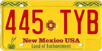 NM license plate 445TYB