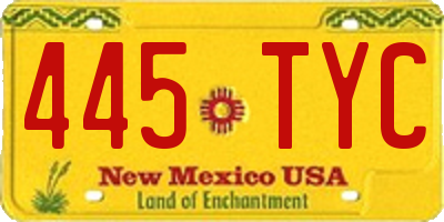 NM license plate 445TYC