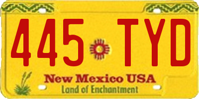 NM license plate 445TYD