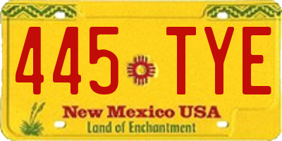NM license plate 445TYE
