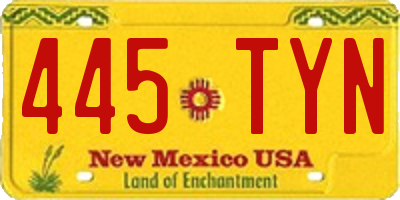 NM license plate 445TYN