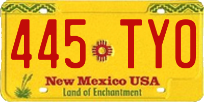 NM license plate 445TYO
