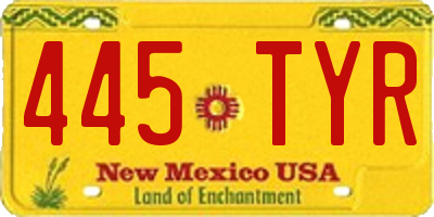 NM license plate 445TYR