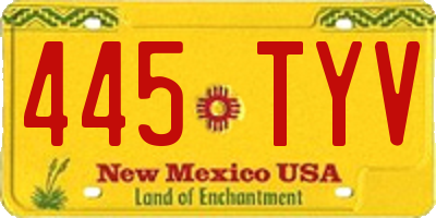 NM license plate 445TYV
