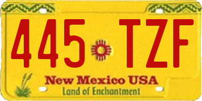 NM license plate 445TZF