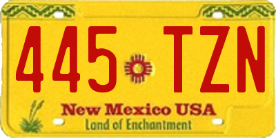 NM license plate 445TZN