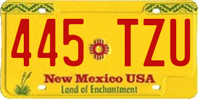 NM license plate 445TZU