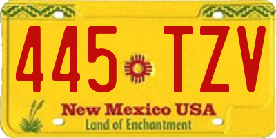 NM license plate 445TZV