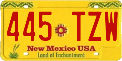 NM license plate 445TZW