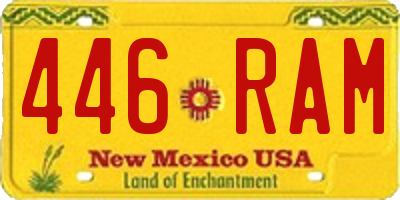 NM license plate 446RAM