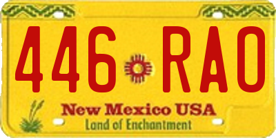 NM license plate 446RAO