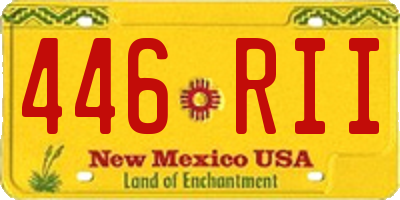 NM license plate 446RII
