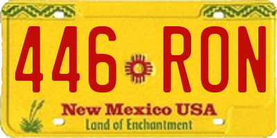 NM license plate 446RON