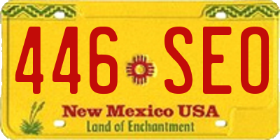 NM license plate 446SEO