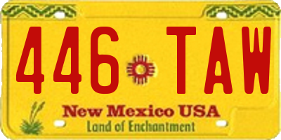 NM license plate 446TAW