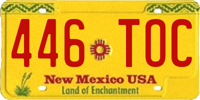 NM license plate 446TOC