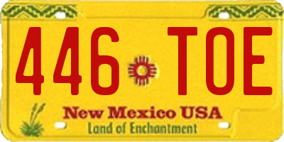 NM license plate 446TOE