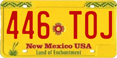 NM license plate 446TOJ