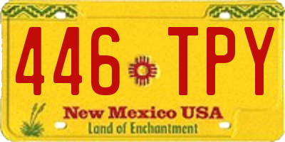 NM license plate 446TPY