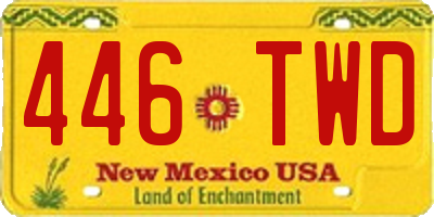 NM license plate 446TWD