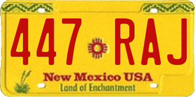 NM license plate 447RAJ