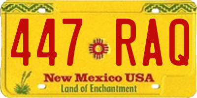 NM license plate 447RAQ