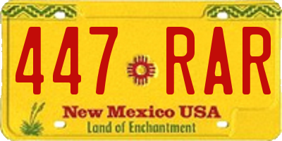 NM license plate 447RAR
