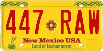NM license plate 447RAW