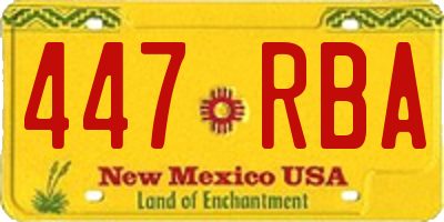 NM license plate 447RBA