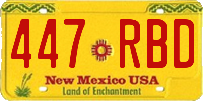 NM license plate 447RBD