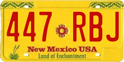 NM license plate 447RBJ