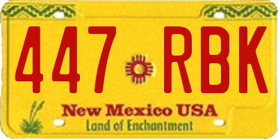 NM license plate 447RBK