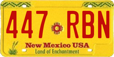 NM license plate 447RBN