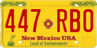 NM license plate 447RBO