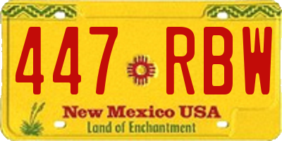 NM license plate 447RBW