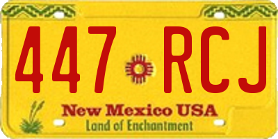 NM license plate 447RCJ