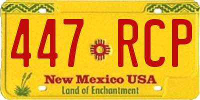 NM license plate 447RCP