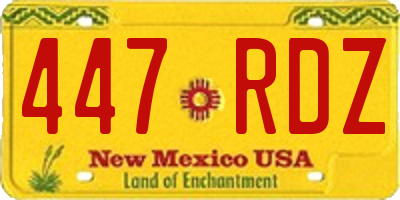 NM license plate 447RDZ