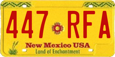 NM license plate 447RFA