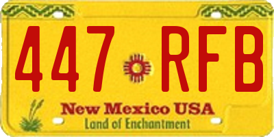 NM license plate 447RFB