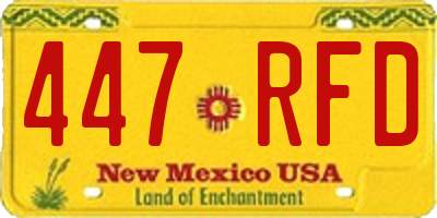 NM license plate 447RFD