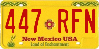 NM license plate 447RFN