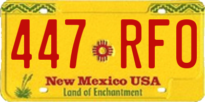 NM license plate 447RFO