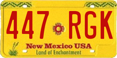 NM license plate 447RGK