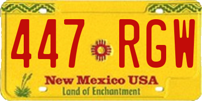 NM license plate 447RGW
