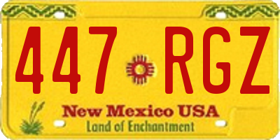 NM license plate 447RGZ