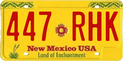 NM license plate 447RHK