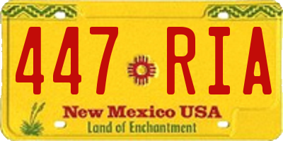 NM license plate 447RIA