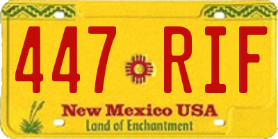 NM license plate 447RIF